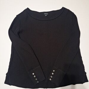 torrid Black Ribbed Long Sleeve Top with Decorative Cuffs